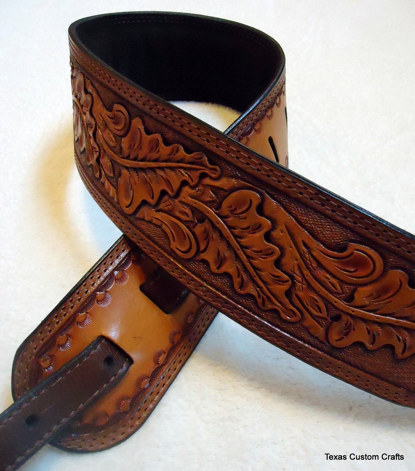 IN STOCK Leather Guitar Strap Hand Tooled With Padded