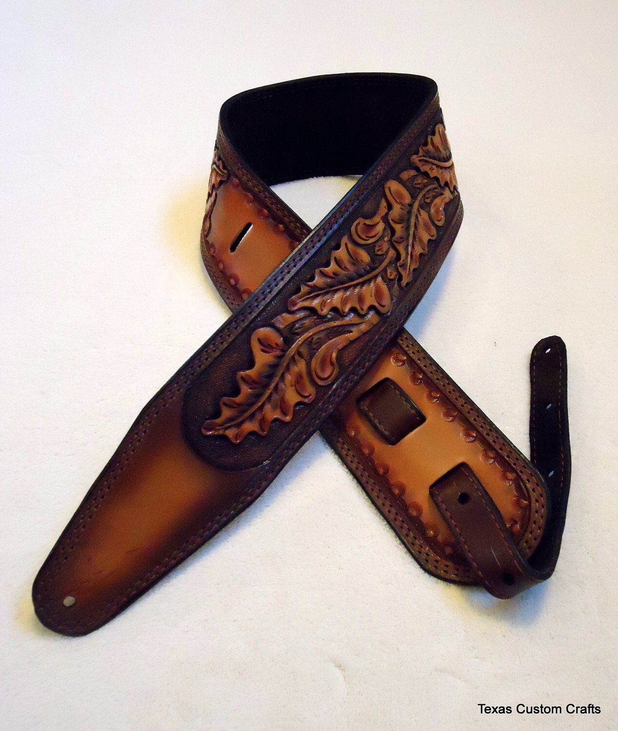 IN STOCK Leather Guitar Strap Hand Tooled by texascustomcrafts