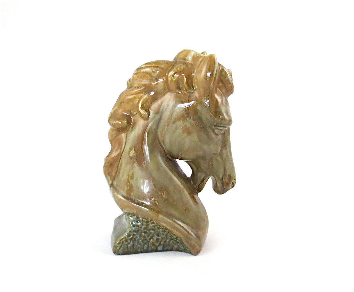 Vintage Horse Bust Statue / Molded Porcelain / Mid Century