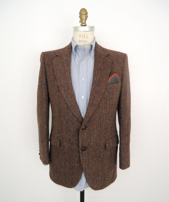 Harris Tweed Jacket w/ Suede Elbow Patches / vintage brown