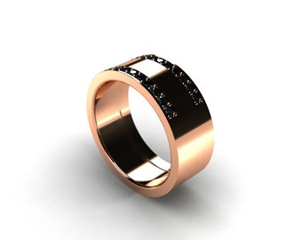 Black Diamond ring, mens wedding band, rose Gold, men diamond ring, mens modern band, men black diamond wedding, white gold, yellow gold