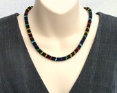 Rainbow Necklace, Black Unisex Jewelry, Bead Crochet Rope, Beaded Rope Necklace, Multi Coloured Bead Necklace, Casual Bead Jewelry -Etsy UK