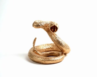 The Gilded Snake - Gold Reptile Snake Figurine - Animal Statue - Faux Taxidermy