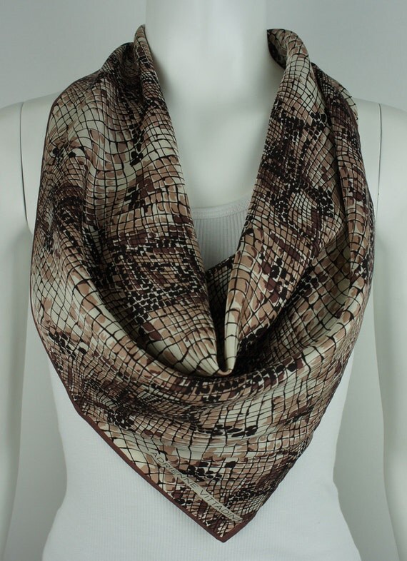 Vintage Adrienne Vittadini Silk Scarf in Snakeskin Print