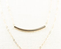 Lihau necklace - double layered 14k gold filled necklace, delicate gold