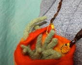 Air Plant Neckpiece made from leather and felted wool