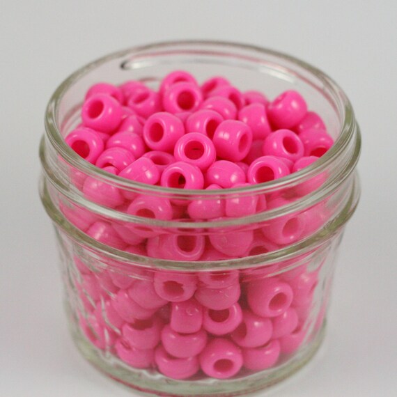 100 Acrylic Opaque Pony Beads - Pink