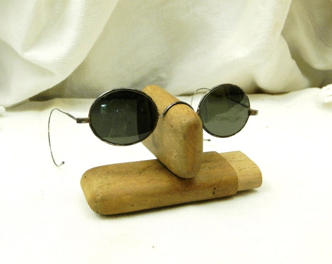 Antique French Silver Plated Sunglasses / Spectacles With Wooden Case / Steam Punk / French Fashion / Victorian / Gentleman/ Vintage French