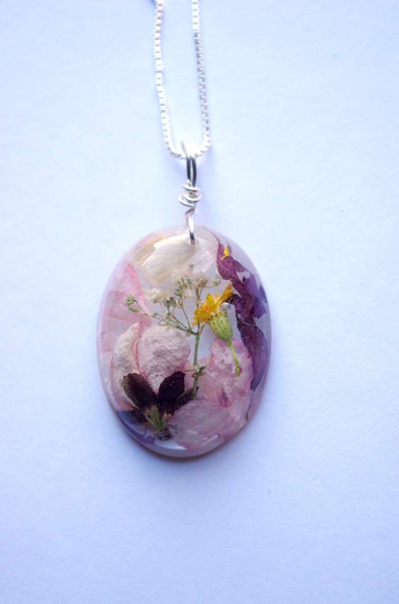 Real Flower Resin Pendant Real Dried Flowers Botanical