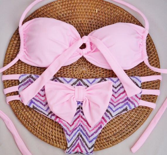 Cotton Candy Brazilian Bow Bikini Bottoms-Limited Fabric