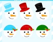 CIJ SALE - Cute Snowman Clip Art - Cute Christmas Clip Art - Digital Christmas Clipart - Snowman Holly Top Hat Il_170x135