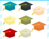Graduation Hats Clip Art - Vintage Color Graduation Caps Clipart - Class of, Students, School, College, Commercial Use Il_170x135