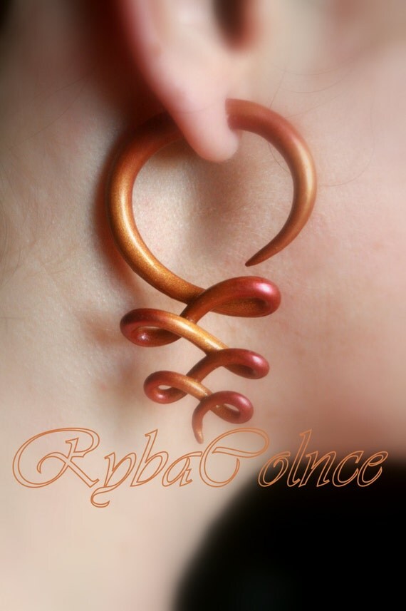 Items similar to Fake ear gauges Faux gauges /Gauge earrings /spiral