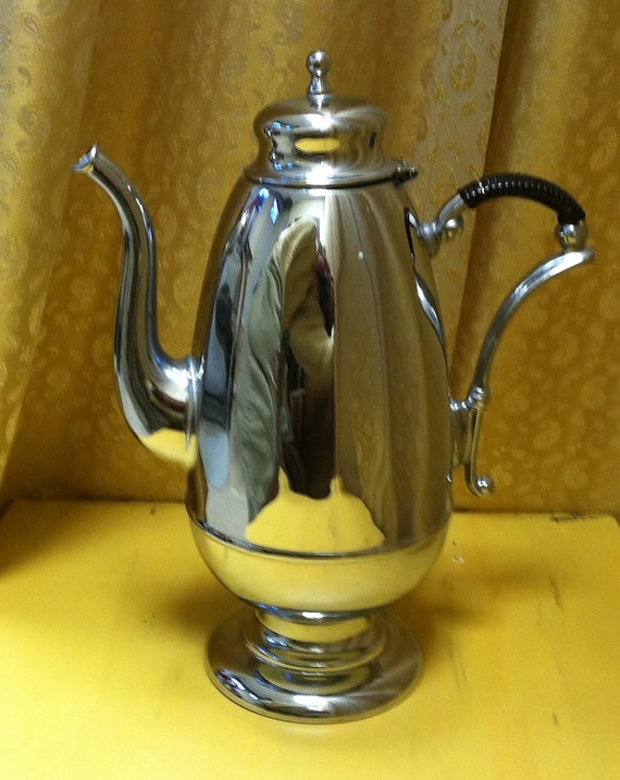 Mid Century Continental Silver Co Coffee Tea Pot by Shabadashery
