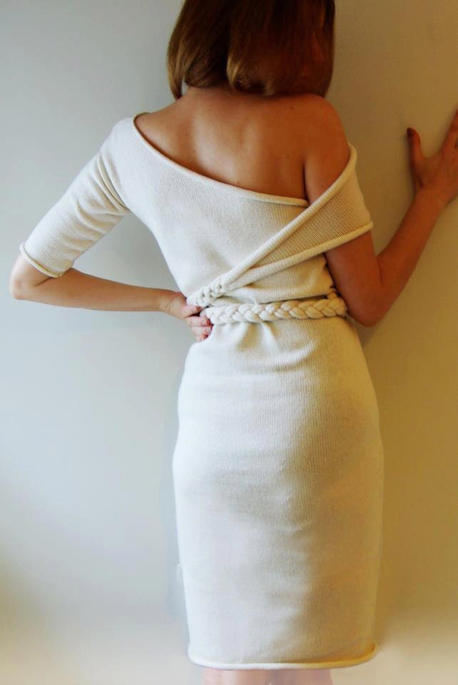 Little White Dress off shoulder unique design midi One of a