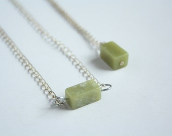 minimal jade necklace - ethical handmade jewelry - womans pendant - green stone