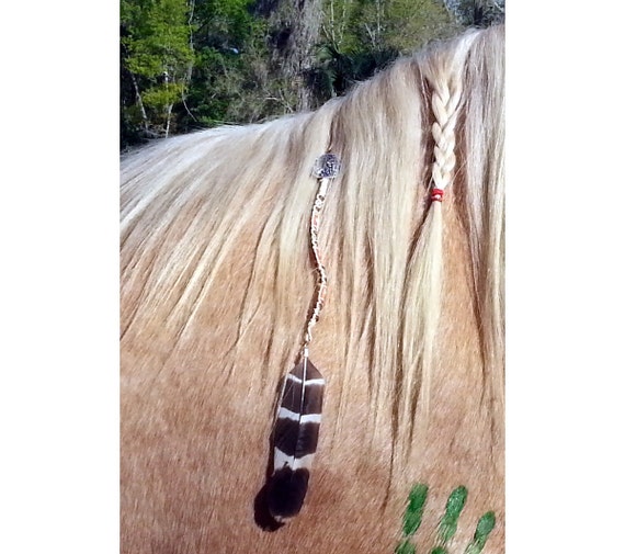 Turkey Feather Equine Mane Dangler  Ornament for by MyBuddyBling