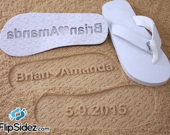 Custom Beach Wedding Sandals - Personalize Your Own Sand Imprint Design *check size chart before ordering*