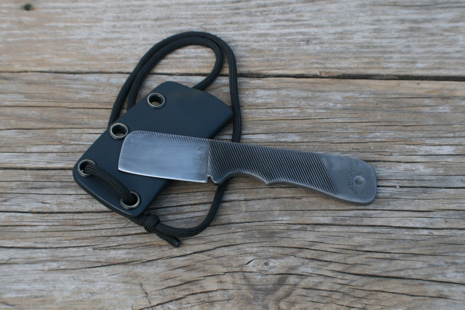 Custom EDC Mini Cleaver Upcycled File Neck Knife w/ Kydex