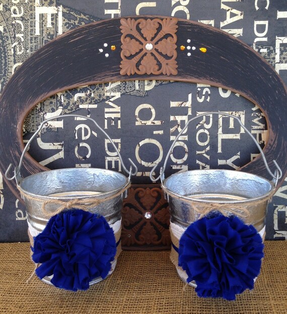 Items similar to 2 Flower Girl Baskets Galvanized Metal Buckets for a