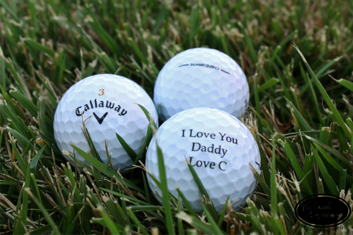 THREE Custom Golf Balls Personalized with Any Text Color