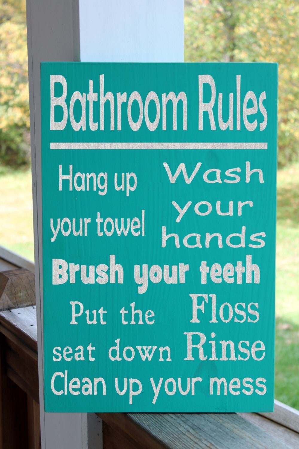 Bathroom Rules Wood Sign Bathroom Wall Art Wash Your Hands