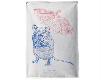 Cornelius Screenprinted tea towel // quirky animal teatowel