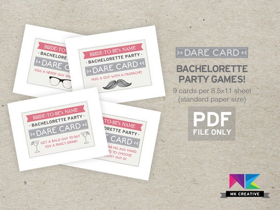 Personalized Dare Cards for Bachelorette : Fun by shopMKCreative