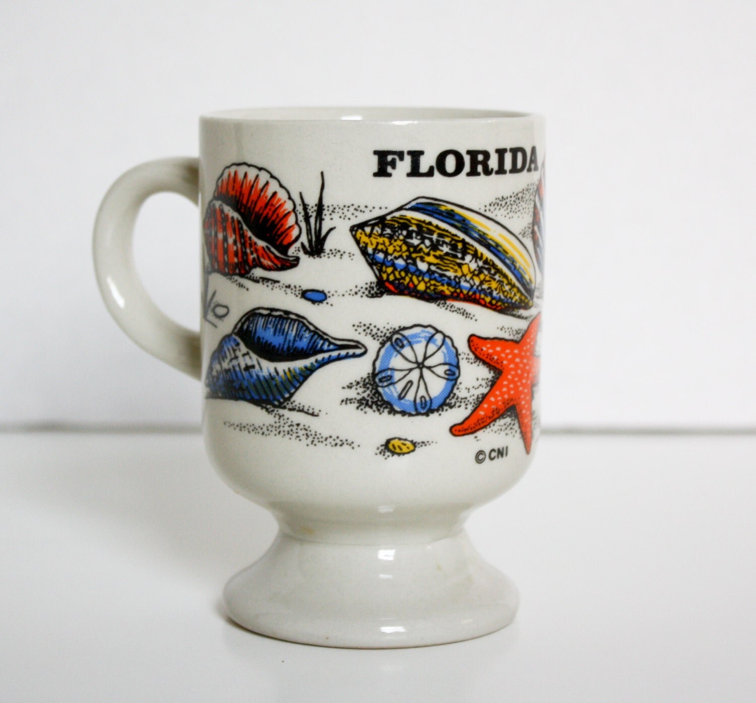 Vintage Florida Souvenir Mug Sea Shells Seashells Pedestal Mug Haute Juice