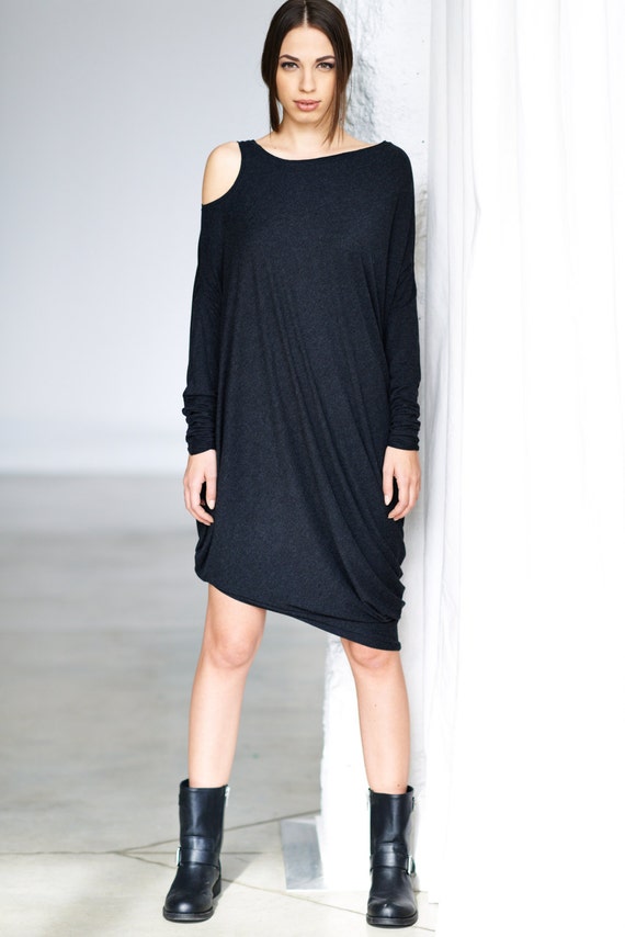 Minimalist Maxi Dress / Charcoal Dress / Casually Loose Tunic