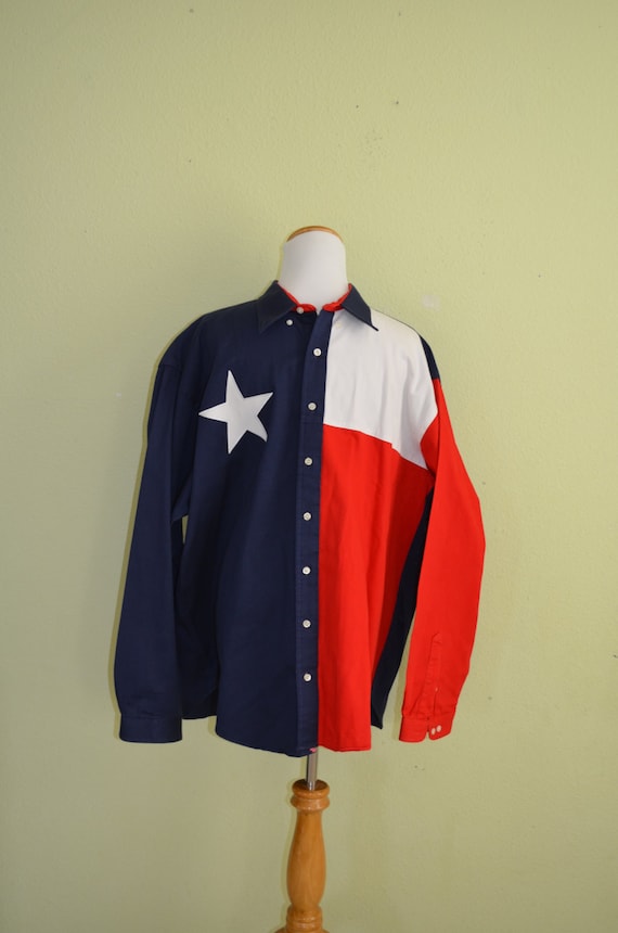 Vintage Mens Texas Flag cowboy button down by SittingKittyVintage