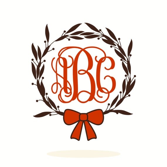 Download Items similar to Personalized Monogram Laurel Wreath, svg ...