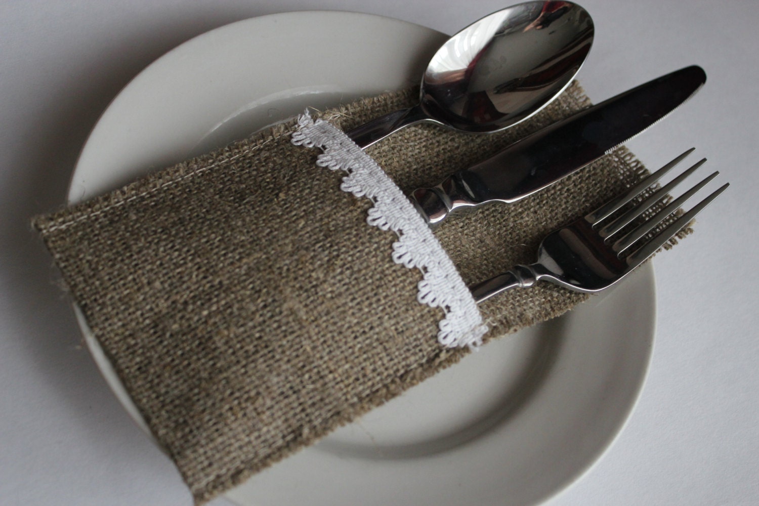 Wedding Burlap Silverware Holders Rustic table decor Set