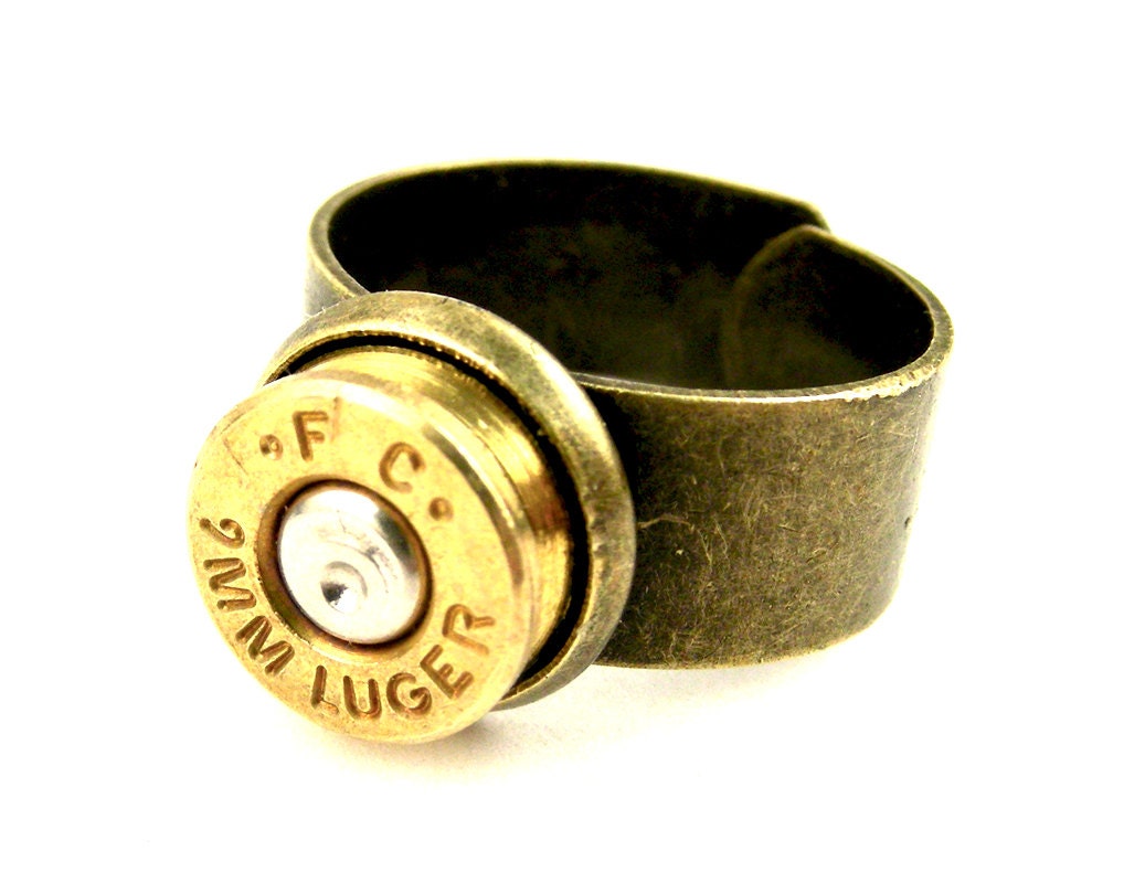 9mm Luger Bullet Ring Steampunk bullet ring by SteamSect on Etsy
