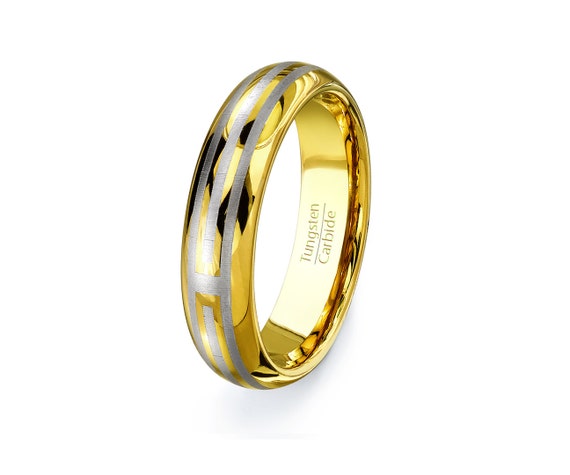 Tungsten Ring Mens Wedding Band in High Quality Tungsten Carbide Gold ...
