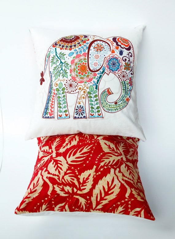 Elephant Pillow Cover 12x12 Decorative Cushion by