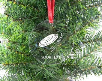 Personalized Custom Ultimate Frisbee Clear Acrylic Christmas Tree Ornament with Ribbon