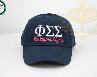 Phi Sigma Sigma Sorority Baseball Cap - Custom Color Hat and Embroidery.