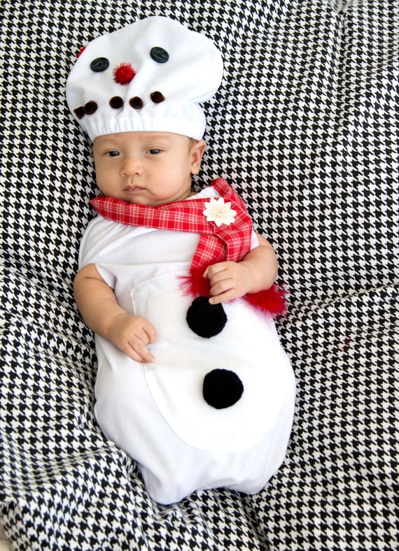 Christmas Baby Costume CUTE SNOWMAN Hat and baby swaddle-Baby