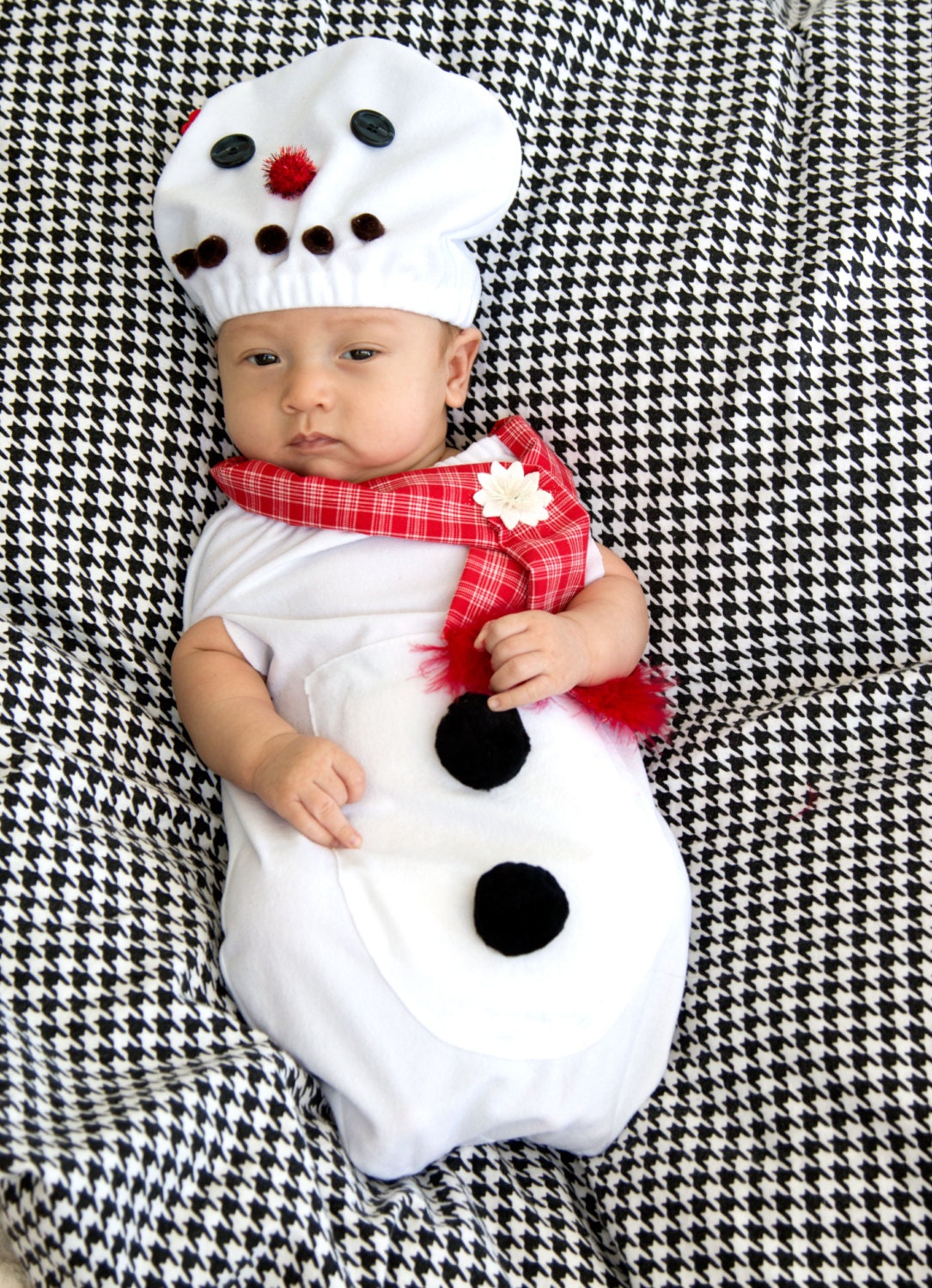 Christmas Baby Costume CUTE SNOWMAN Hat and baby swaddleBaby