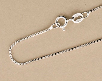 Box Chain, 1mm Box Chain, Sterling Silver Chain, .925 Sterling Silver, Made in Italy. Pendant Chain.