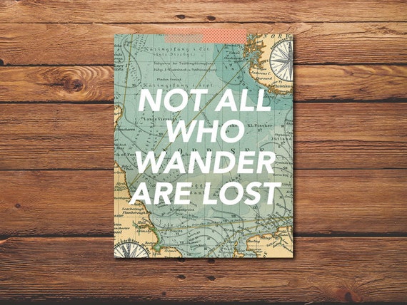 Not All Who Wander Are Lost Travel Quote Travel by PuffPaperCo