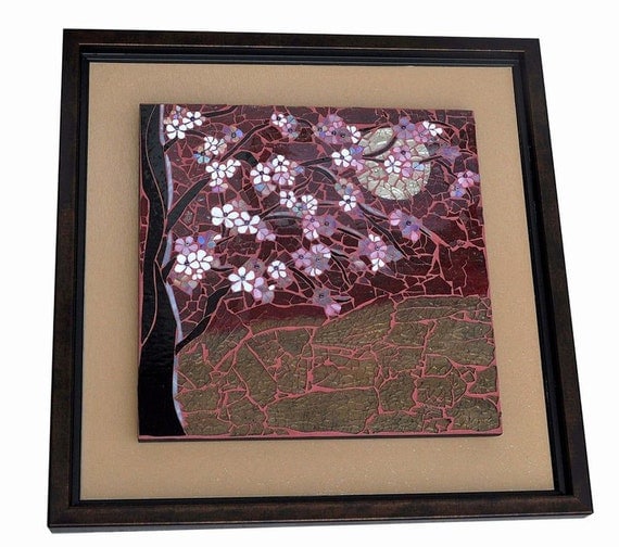 Mosaic art Cherry blossom tree Stained glass by BellasArtMosaics