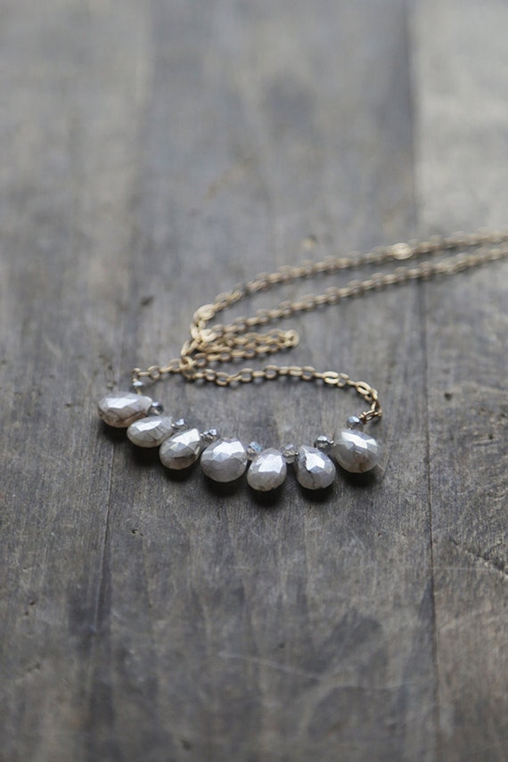 Grey Sapphire Necklace Grey Sapphire Briolettes by AmuletteJewelry