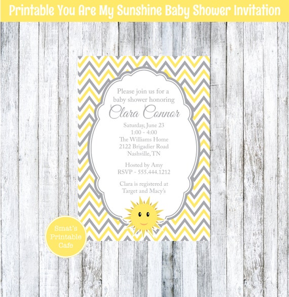 free printable you are my sunshine baby shower invitations