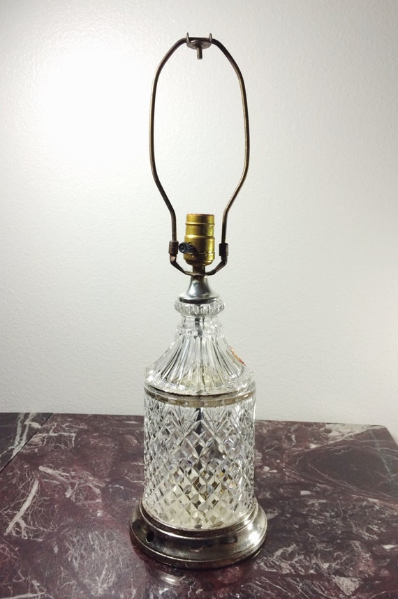 Vintage 24 Lead Crystal Lamp with Diamond Cuts 22 High