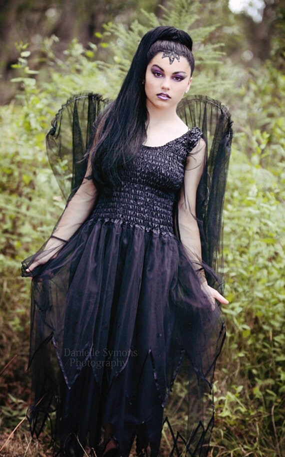 Items similar to New Adult Black Fairy Dress ~Gothic ~ Faerie Costume ...