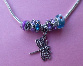Clearance ~ Dragonfly and Crystal European Style Necklace
