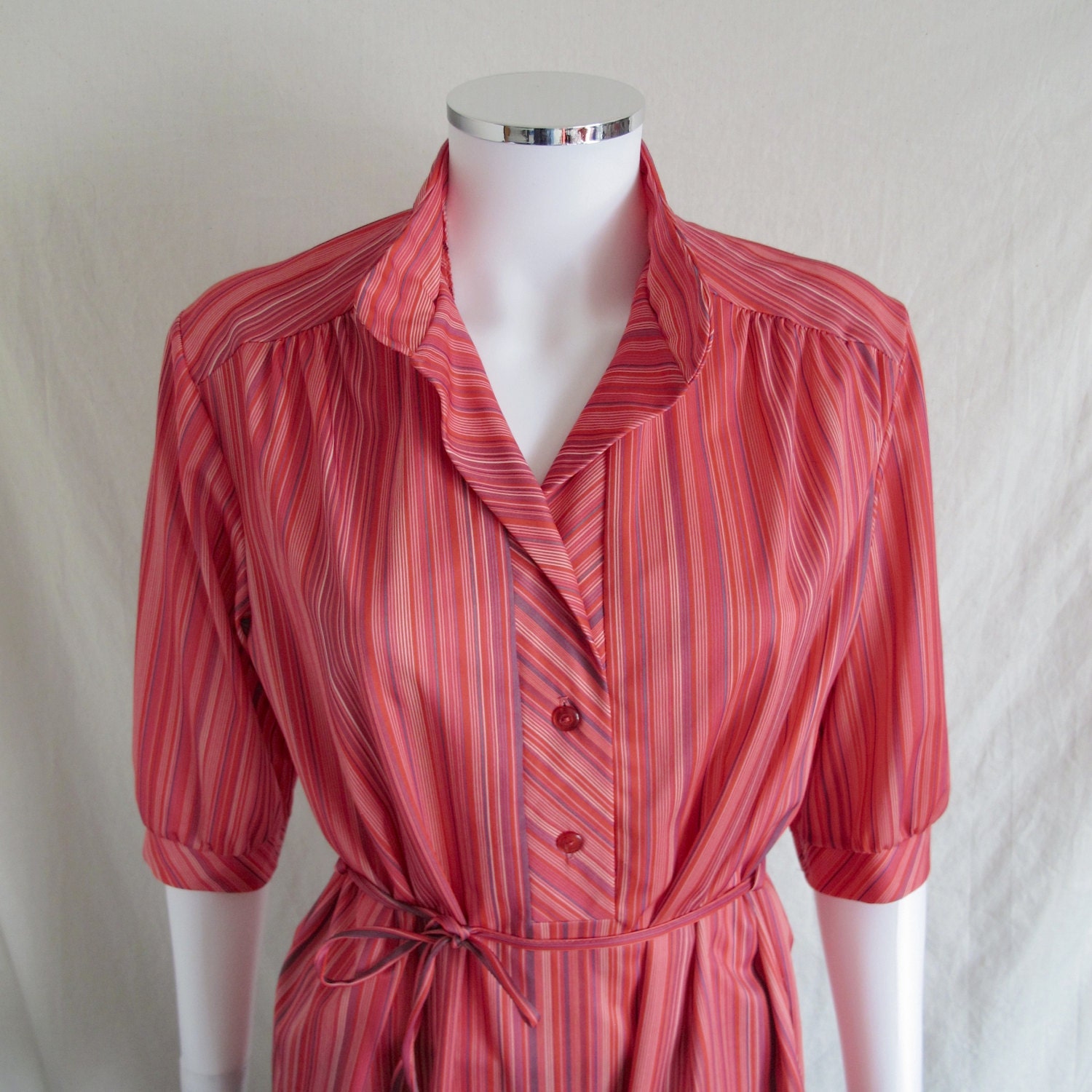 Vintage 70s/80s Taffy Pink Ribbon Candy Striped Women's