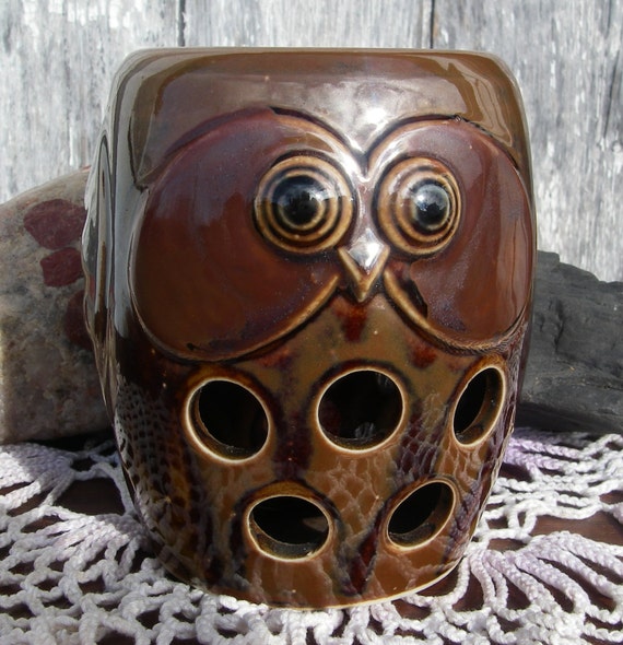 Vintage Owl Candle Holder OMC Otagiri Japan Ceramic Porcelain